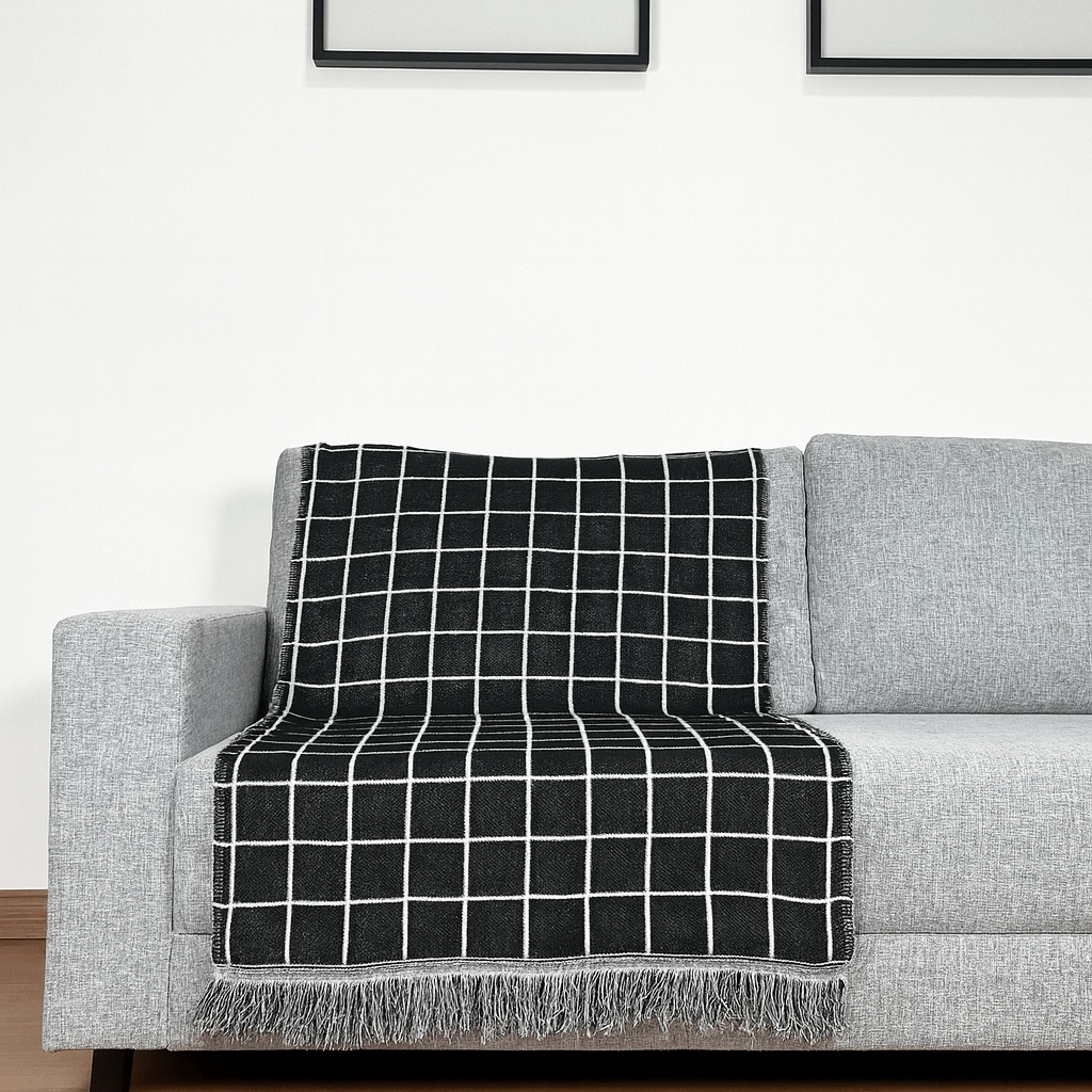 Manta Xale Jacquard Sofá Peseira Cama Poltrona Gigante King Franja Tricot 1,60m ou 2,20m Estampado