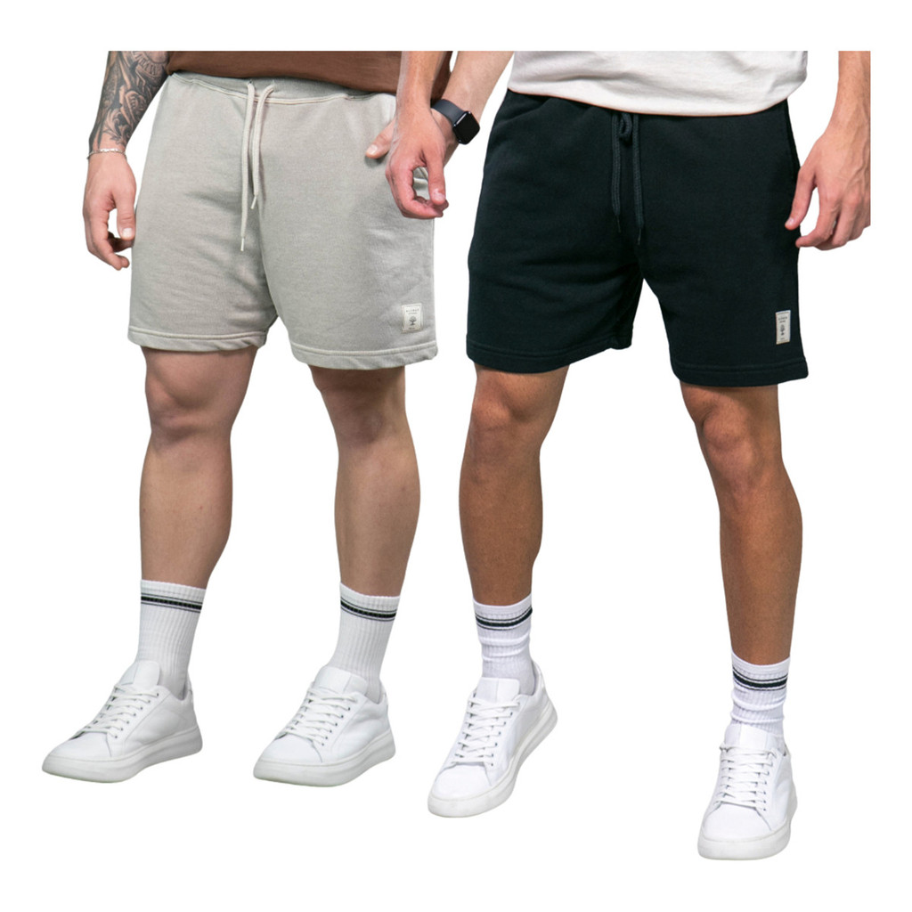 Kit 2 Bermuda Moletom Algodão Premium Oversized Treino Lazer