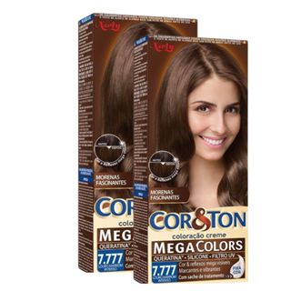 Kit 2 Coloração Niely Cor&Ton Louro Marrom Intenso 7777 em Oferta na Shopee
