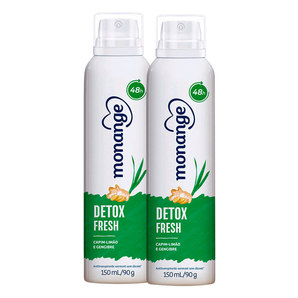 Kit 2 Desodorante Monange Detox Fresh Aerosol Antitranspirante 48h 150ml em Oferta na Shopee