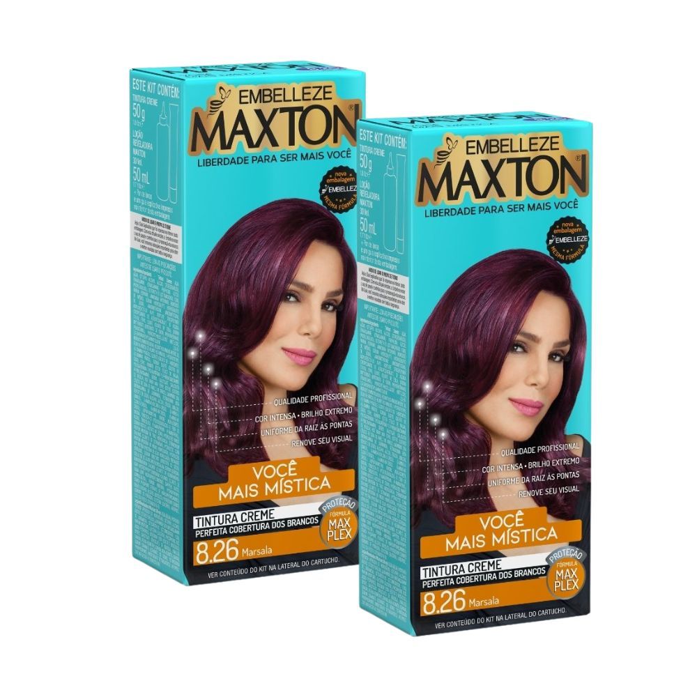 Kit 2 Tintura Creme Maxton Marsala 8.26 em Oferta na Shopee