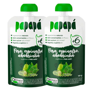 Kit 2 Papinha Papapá Orgânica Pera Espinafre Abobrinha 100g em Oferta na Shopee