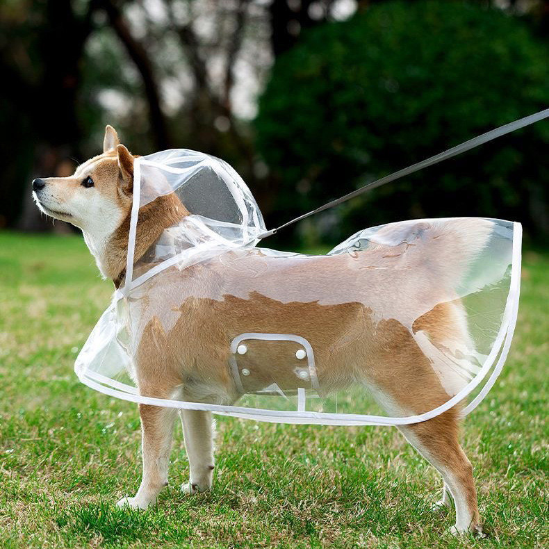 Capa de chuva transparente para animais de estimação grande à prova d'água à prova de vento