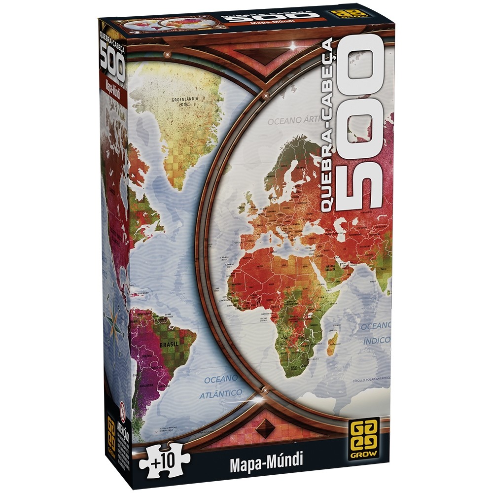 QUEBRA CABEÇA MAPA MÚNDI 500 PEÇAS GROW PUZZLE SÉCULO XXI TERRA GLOBO MUNDO GEOGRAFIA PLANETA PAÍSES em Oferta na Shopee