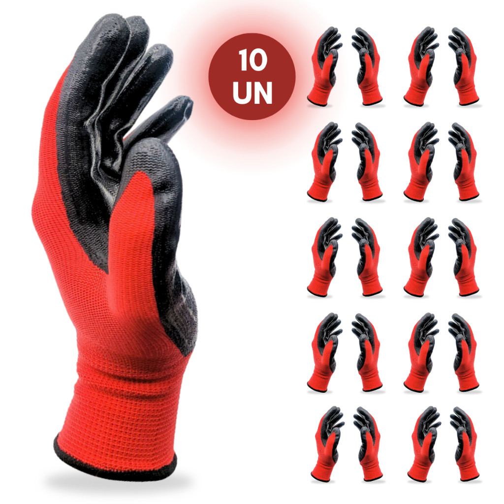 Luvas Nitrílicas Multitato Preta Antiderrapante Kit 10 Pares em Oferta na Shopee