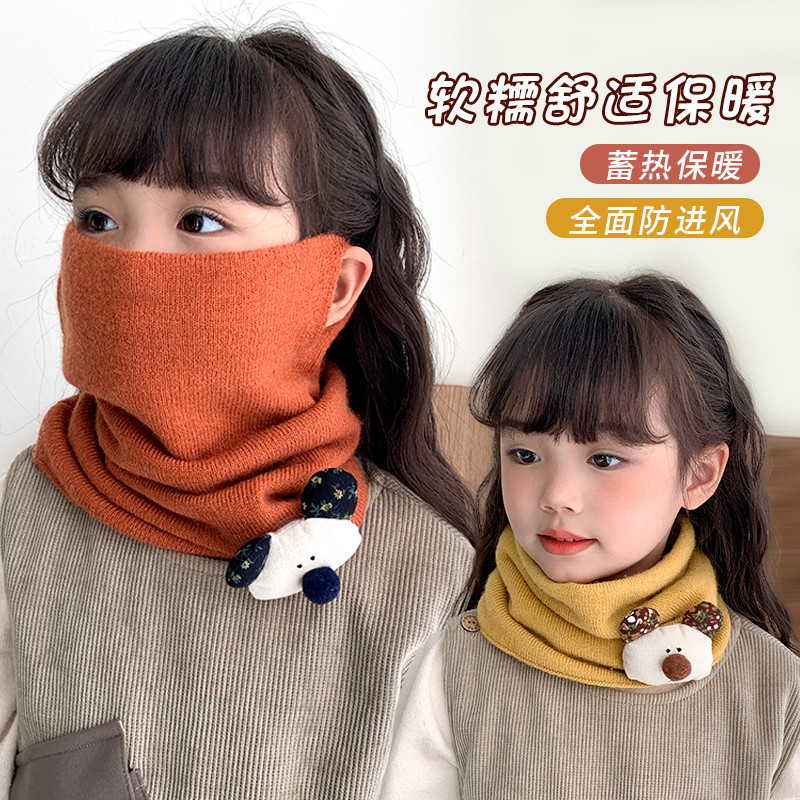 Pendurado máscara de orelha menina bebê à prova de vento cachecol menina urso babador de malha outono inverno novo estil
