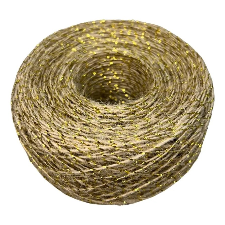 Fio Juta Dourado 30 Metros Corda Cordão Convite Artesanato - 1mm