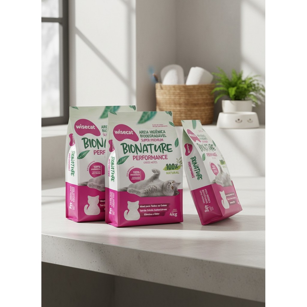 Kit 3 Areia Higiênica Biodegradável Wisecat 12kg Atacado