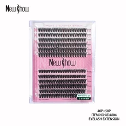 NewShow Cílios Postiços Tufo Volume 12P/20P/30P/40P/50P D Curl Mix 9-14mm - Extensão Profissional