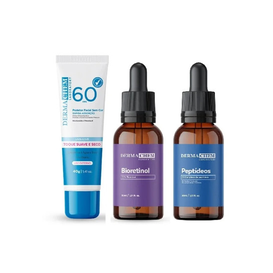 Kit Protetor Solar Proteção Total 60 FPS + Sérum Bioretinol + Sérum Peptídeos