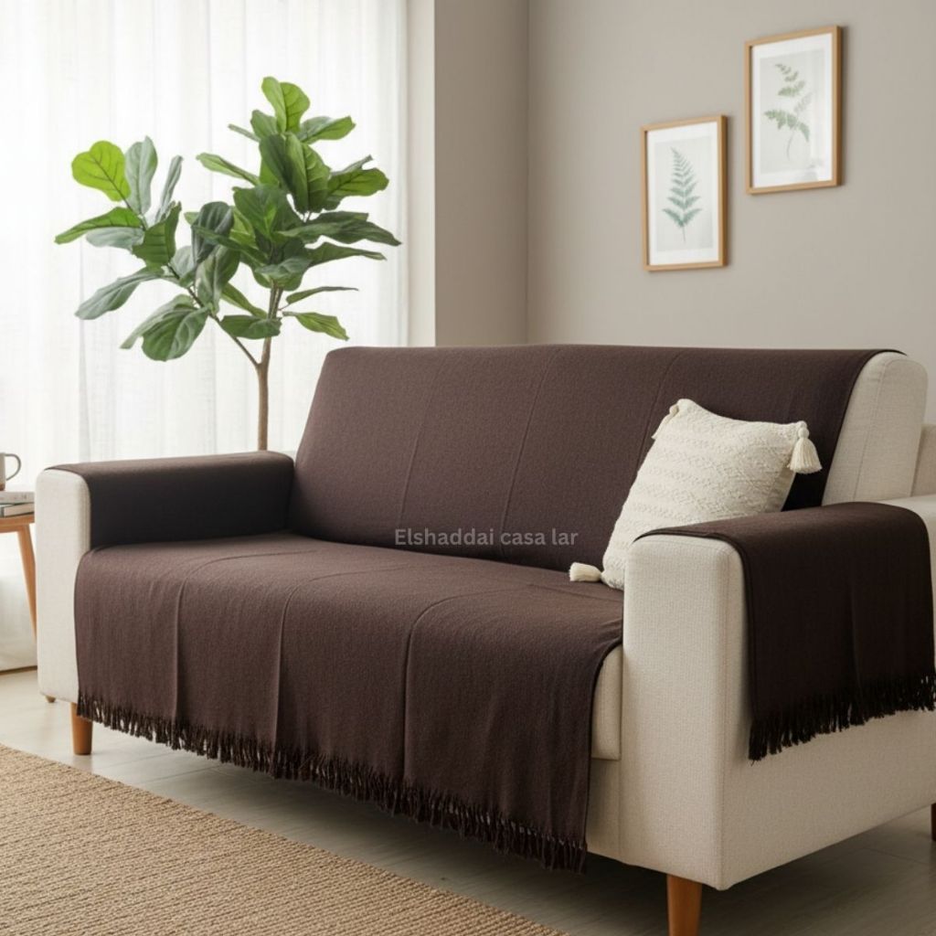 Manta Para Sofá Decorativa Grande 210 x 120 Tipo Capa Protetora Verão Inverno 100% Algodão