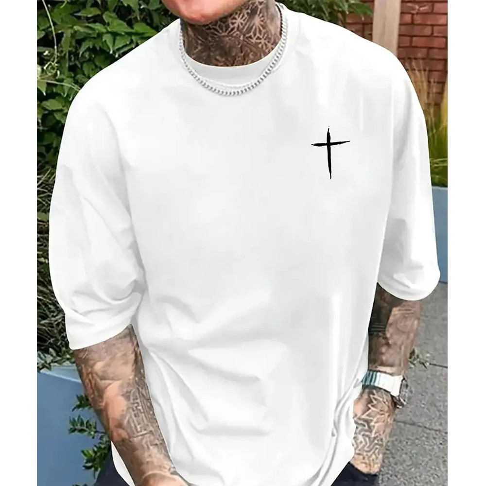 [Camiseta Premium em Algodão Puro]CC Camiseta Oversized Premium Jesus Cruz Religiao Unissex Confortavel Igreja Algodao