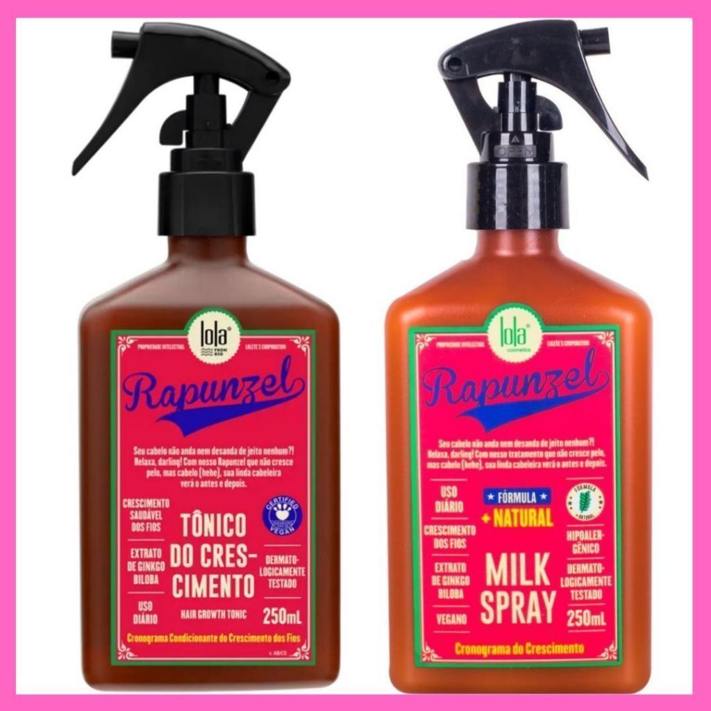 Kit Rapunzel Milk Spray 250ml + Tônico de Crescimento 250ml Lola Cosmetics em Oferta na Shopee