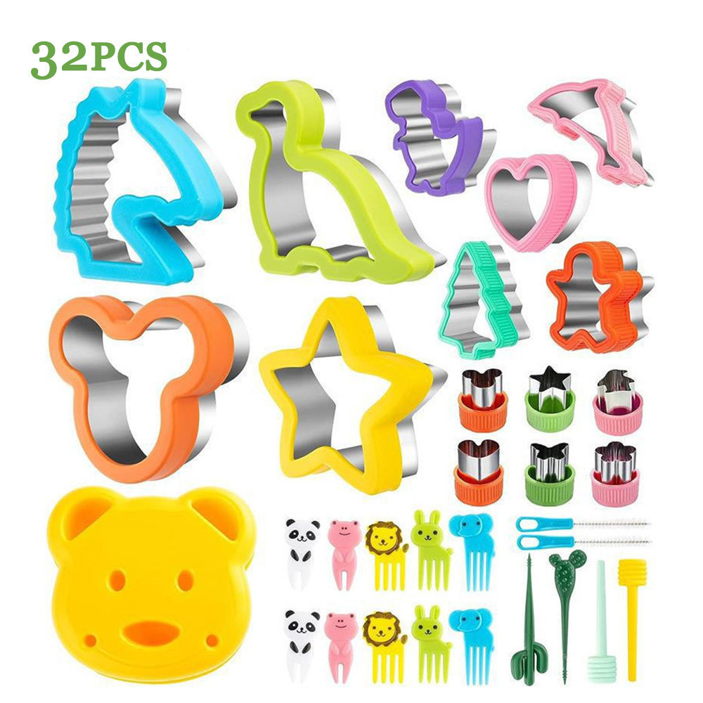 Kit 32 Pcs Moldes Para Cortar Sanduíche Pão Frutas Infantil