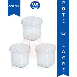 Pote Quadrado 220ml com Lacre WS Plasticos em Oferta na Shopee