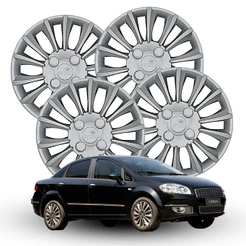 Kit 4 Calotas Linea Prata Aro 14 Peça Grid 211CB-PTA-U 4 Furos