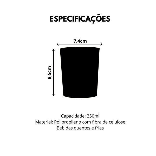Kit 50 Copo de Café 250ml Eco Madeira com Tampa Bucks — imagem 2 de 2