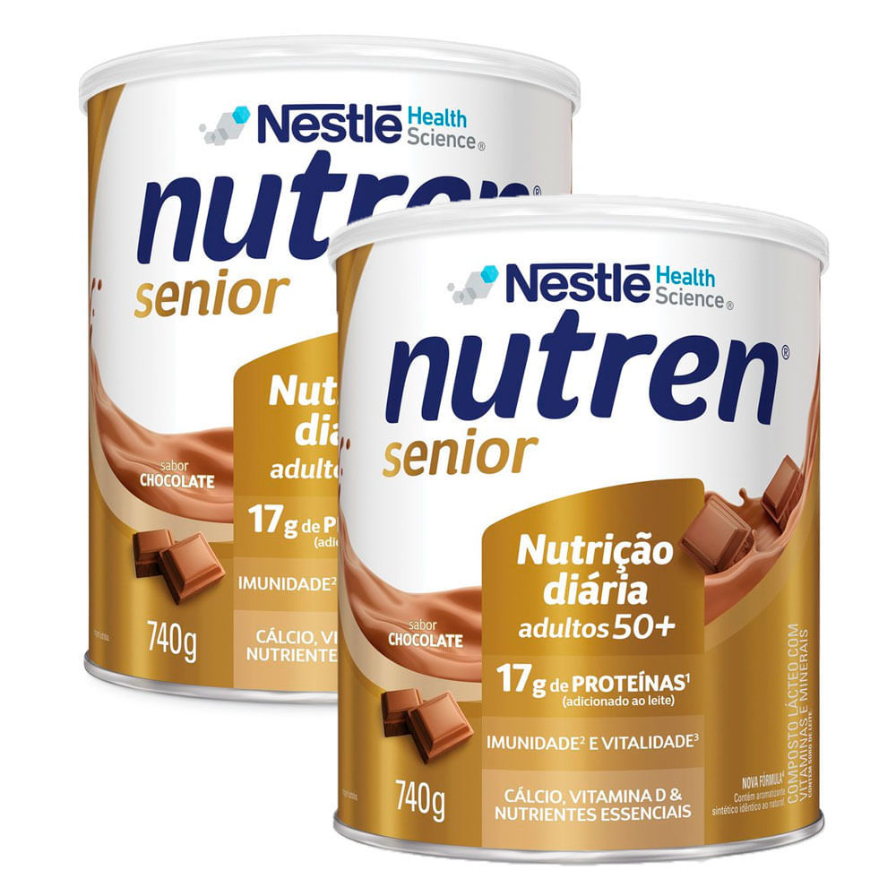 Kit 2 Nutren Senior Complemento Alimentar Chocolate 740g