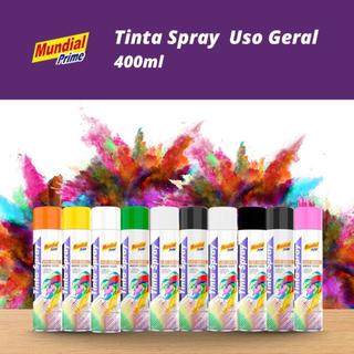 Tinta Spray 400ml Mundial Prime Uso Geral | Preto/Branco Fosco/Brilhante + Amarelo, Rosa,…