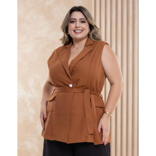 Colete Blazer Feminino Plus Size - Modelo Elegante em Oferta na Shopee