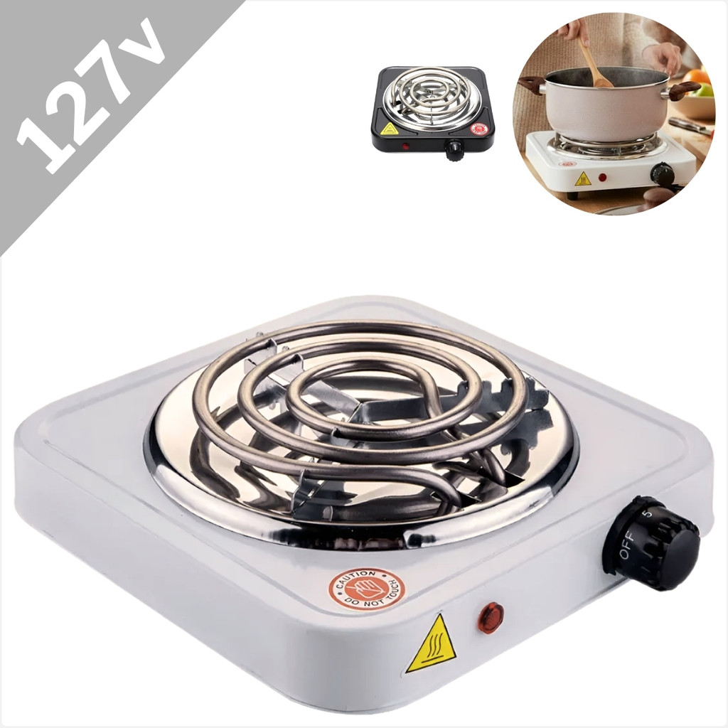 Fogareiro Elétrico 1 Boca Espiral Portátil 127V Cooktop Mesa Para Viagem Acampamento Compacto