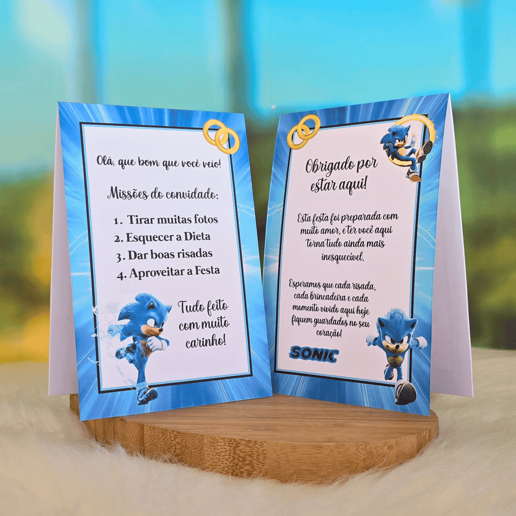 10 a 30 Plaquinhas de mesa SONIC - Centro de mesa Lembrancinha de festa infantil em Oferta na Shopee