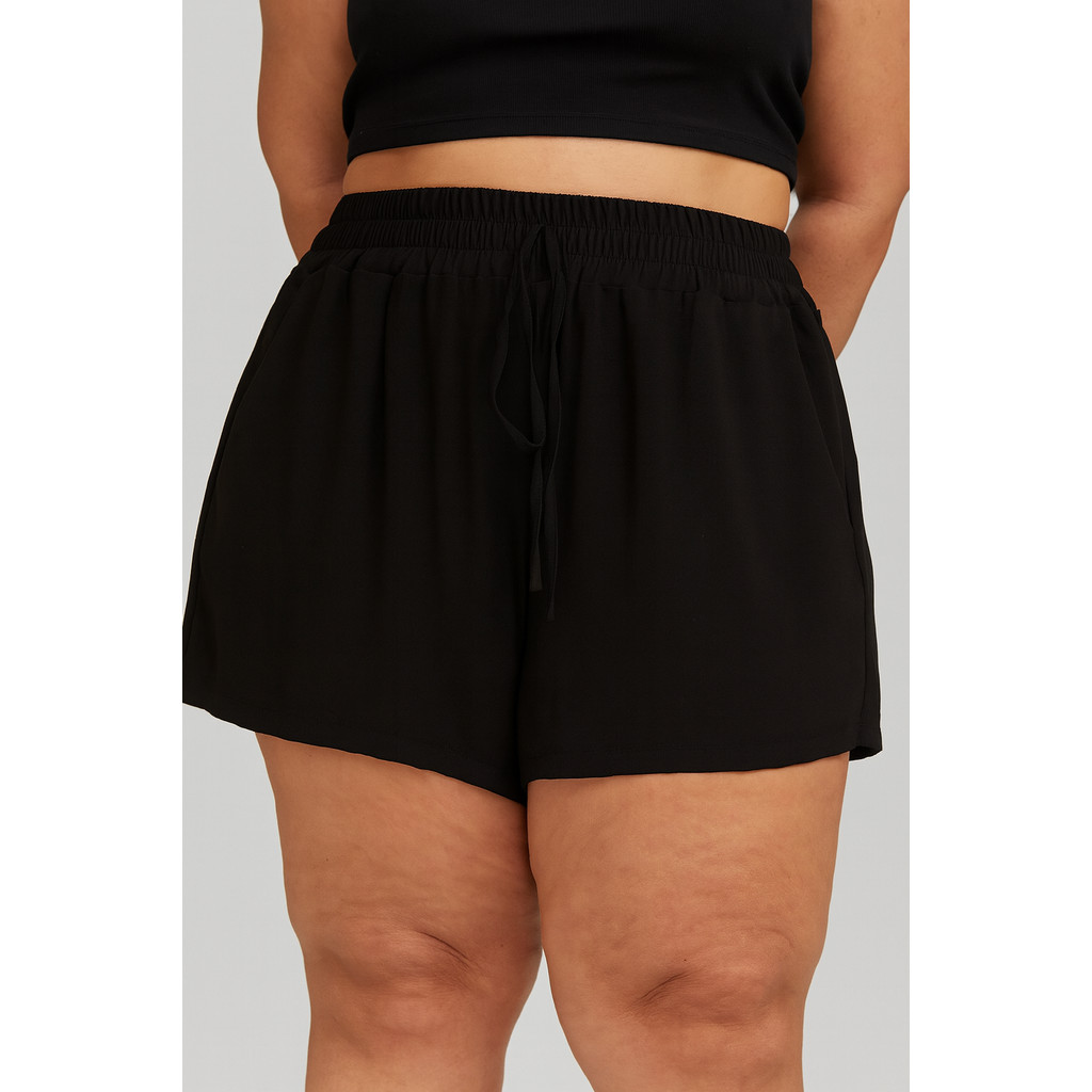 Shorts Duna Feminino Plus Size Verão Preto GG G1 G2 G3 em Oferta na Shopee