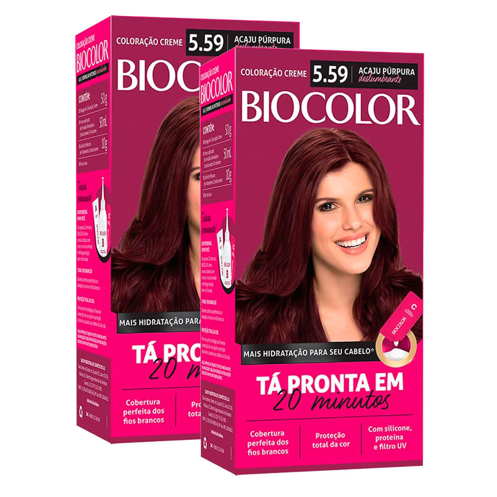 Kit 2 Tinta de Cabelo Biocolor Mini Kit Acaju Púrpura 5.59