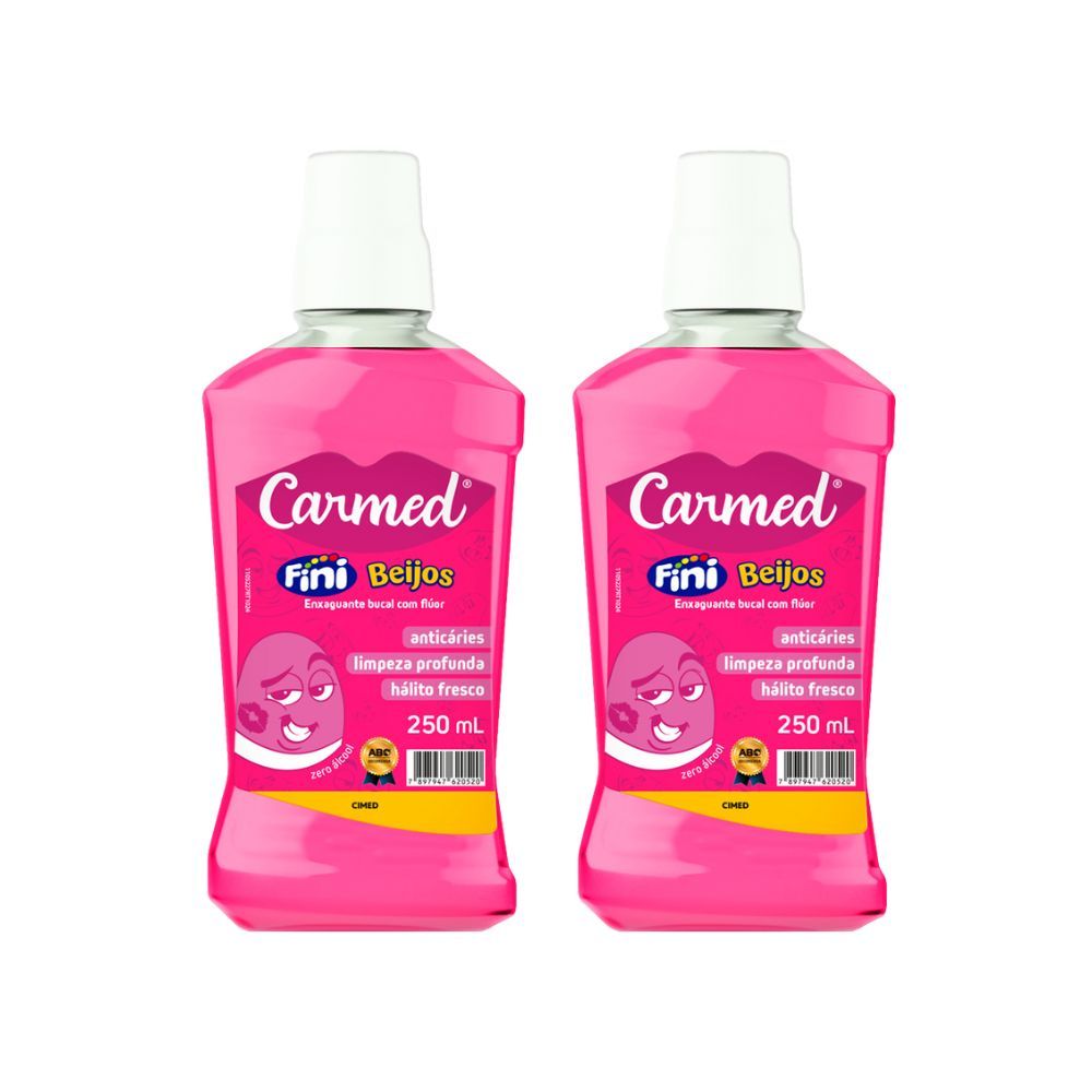 Kit 2 Enxaguante Bucal Carmed Fini Beijos com Flúor Zero Álcool 250ml em Oferta na Shopee