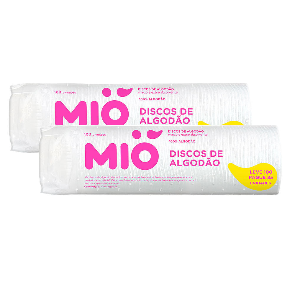 Kit 2 Discos de Algodão Mió Leve 100 Pague 85 Unidades em Oferta na Shopee