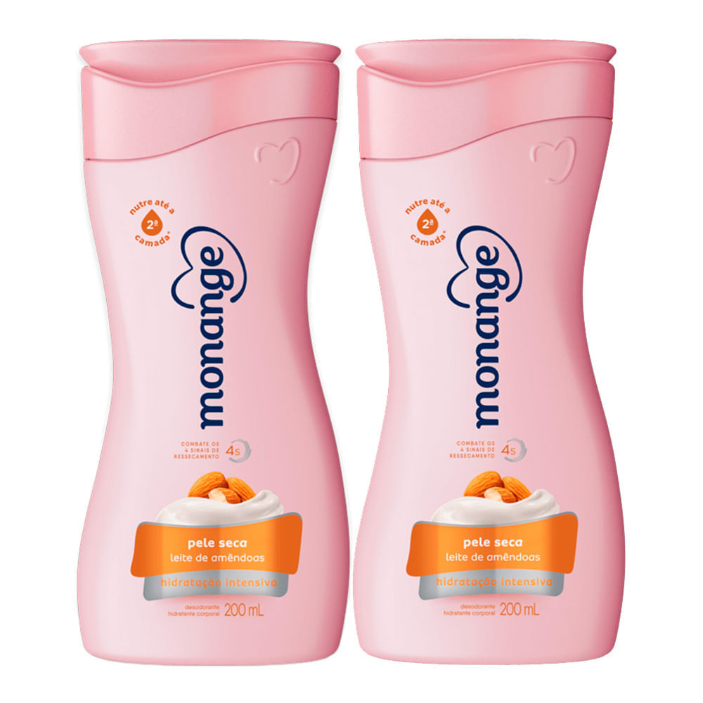 Kit 2 Hidratante Desodorante Monange Hidratação Intensiva Leite de Amêndoas 200ml em Oferta na Shopee