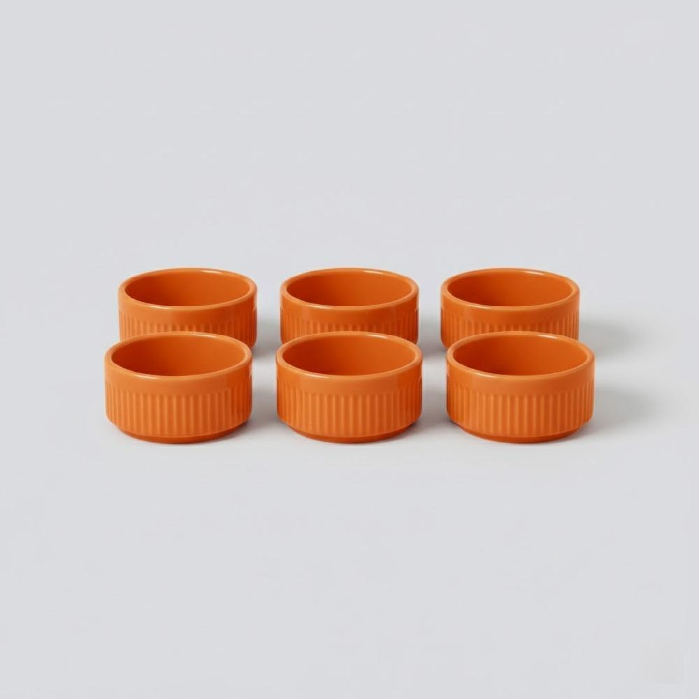 Kit com 6 Ramekins Refratários Diâmetro 6 cm Laranja 48 ml