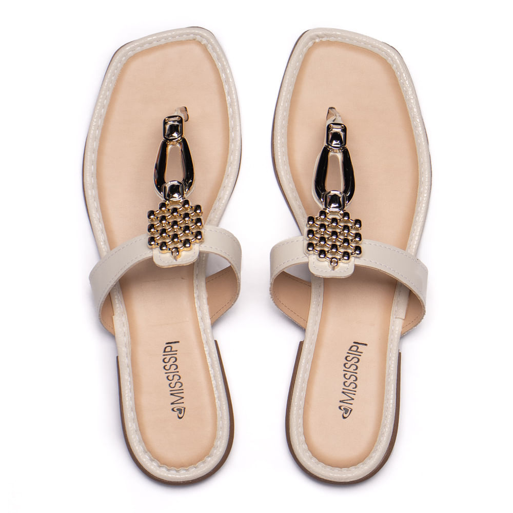 Rasteira Feminina Mississipi Napa Croco Branco/Bege em Oferta na Shopee