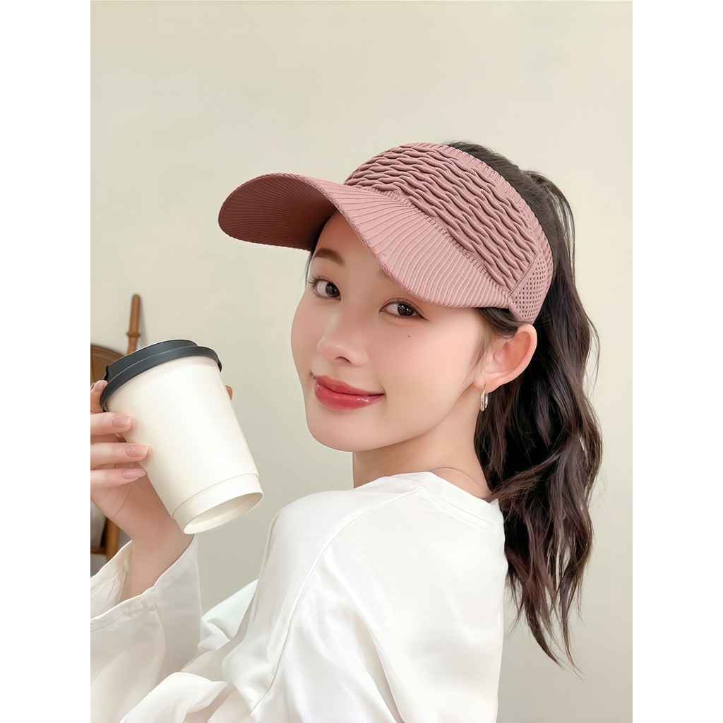 Chapéu Boné 65g moda Feminino De Aba Longa Respirável Viseira Em Cor Lisa Confortável proteção solar em Oferta na Shopee