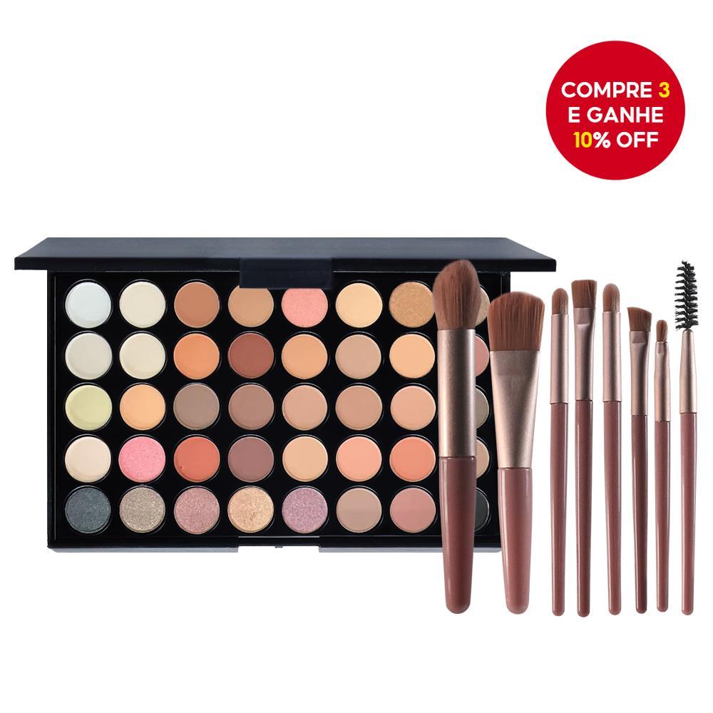 Paleta de Sombras com 40 Cores - Acabamento Matte e Shimmer, Alta Pigmentação, Efeito Esfu...