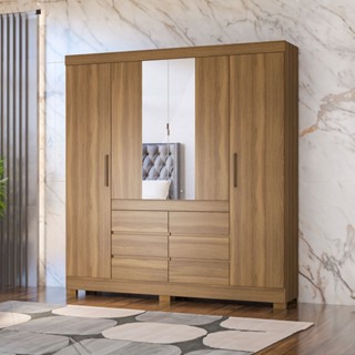 Guarda-Roupa Casal Cádis 4 Portas 6 Gavetas em Oferta na Shopee