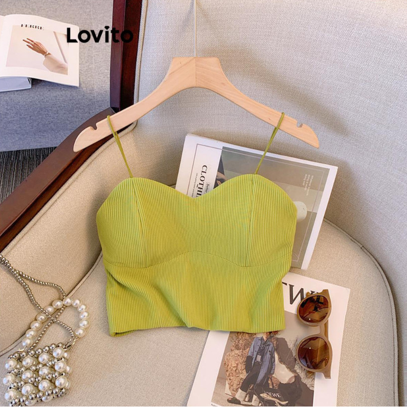 Lovito Regata feminina casual com estrutura lisa LNE58756 em Oferta na Shopee