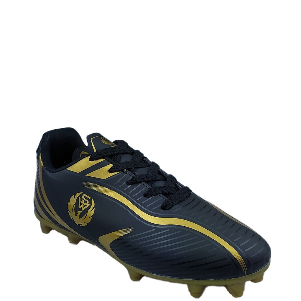 Chuteira Campo Sport West 713 Unissex Preto Dourado Verniz