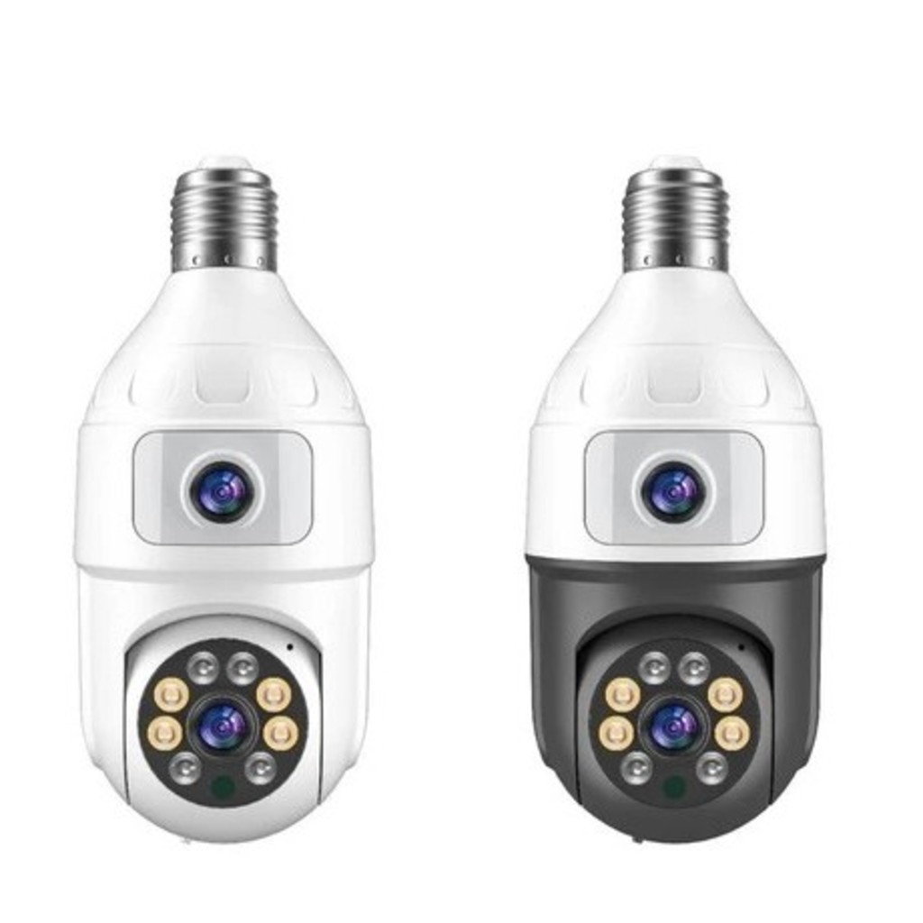 Câmera Segurança Wifi Dupla Lentes Full HD Lâmpada Visão Noturna 360