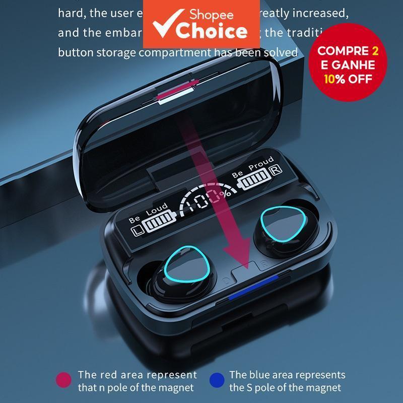 M10 Gaming TWS Sem Fio Bluetooth Fone De Ouvido 9D Estéreo Alta Fidelidade Microfone Chamada Com Display LED Redução Ruí em Oferta na Shopee