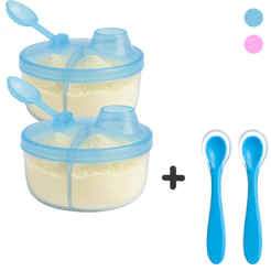 Dosador de Leite em Pó com Divisórias Porta leite Bebê Viagem + Colher Ponta de Silicone