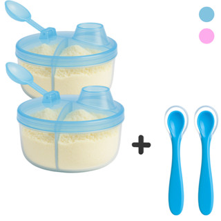 Dosador de Leite em Pó com Divisórias Porta leite Bebê Viagem + Colher Ponta de Silicone em Oferta na Shopee