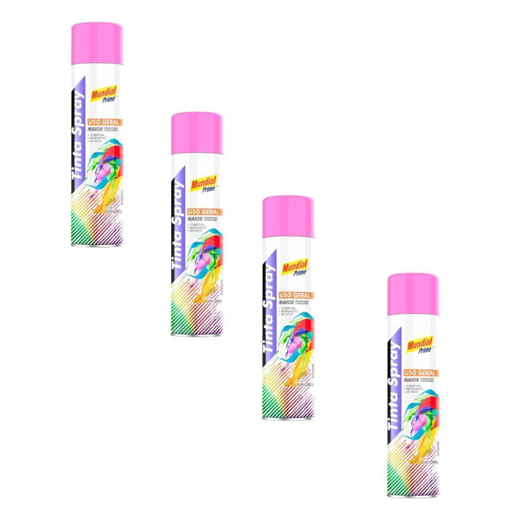 Kit 4 Tinta Spray Mundial Prime Rosa - 400ML