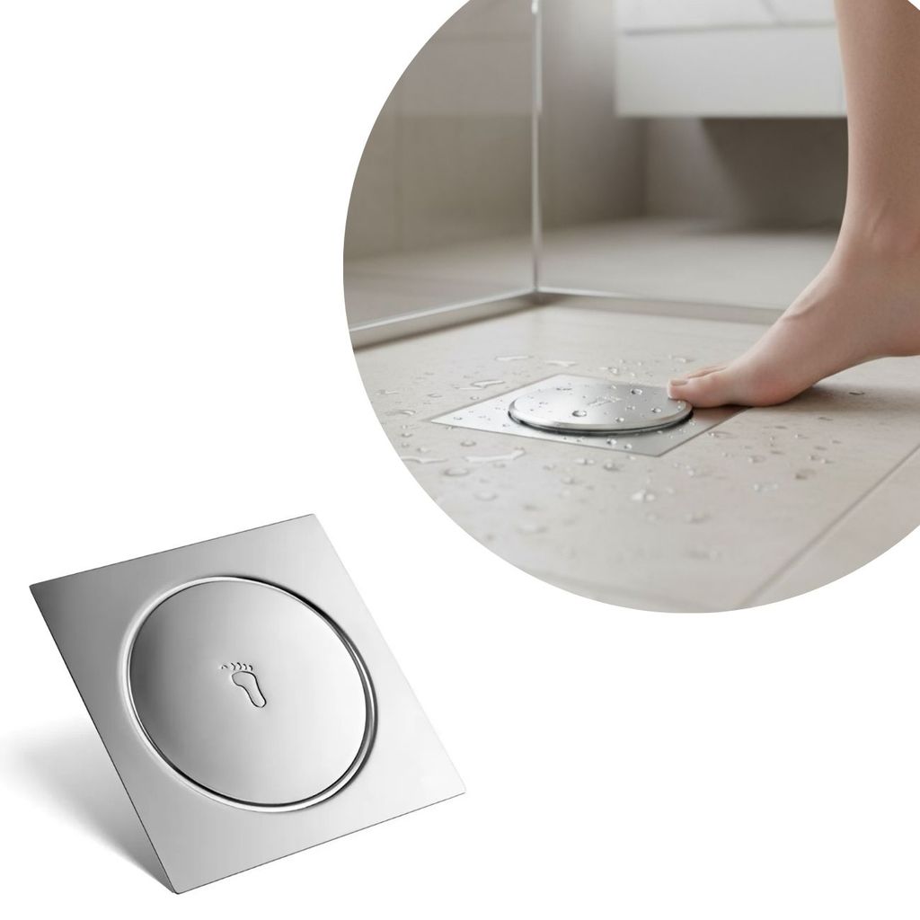 Ralo Click-Up Inteligente 10x10cm Inox c/ Sistema de Pressão