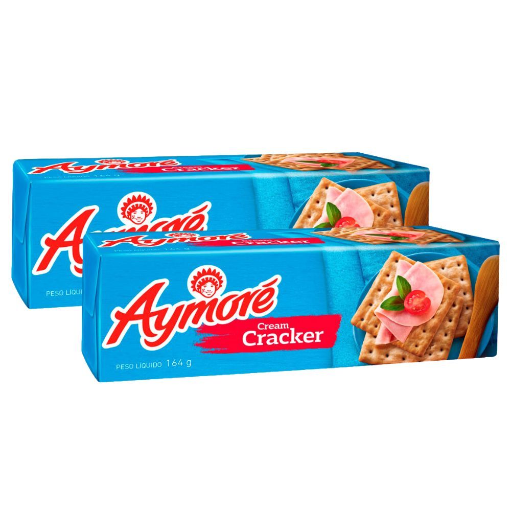 Kit 2 Biscoito Aymoré Cream Cracker 164g em Oferta na Shopee