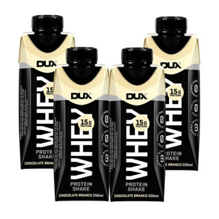 Kit 4 Bebida Láctea UHT Whey Protein Shake Dux Sabor Chocolate Branco com 15g de Proteína 250ml em Oferta na Shopee
