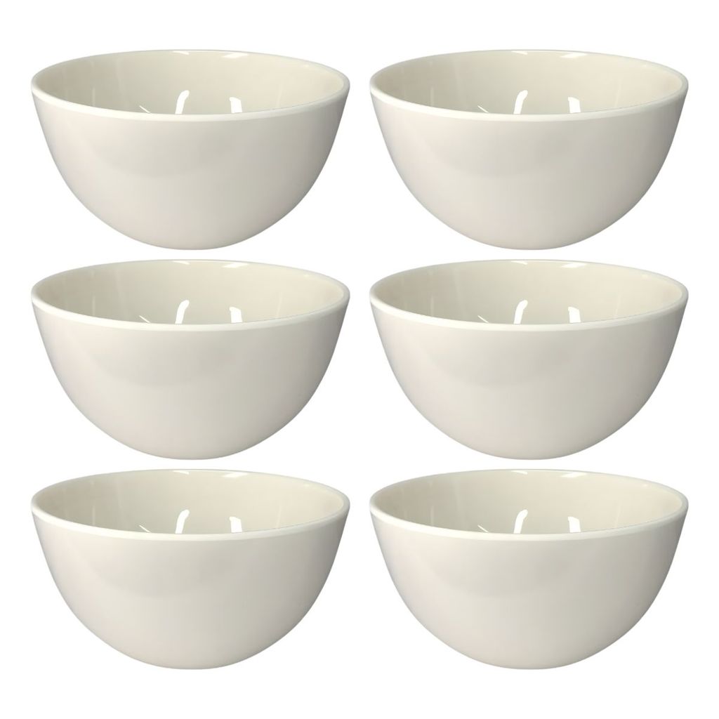 Jogo Tigelas Redondas De Melamina Branca 700ml 14,50 X 7,00 Cm 6 Unidades Kit 6 Bowl Cumbuca Bestfer