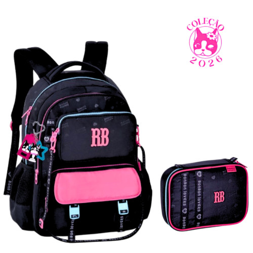 Kit Mochila de Costas com Pochete Removível e Estojo Rebecca Bonbon Cor:Preto em Oferta na Shopee