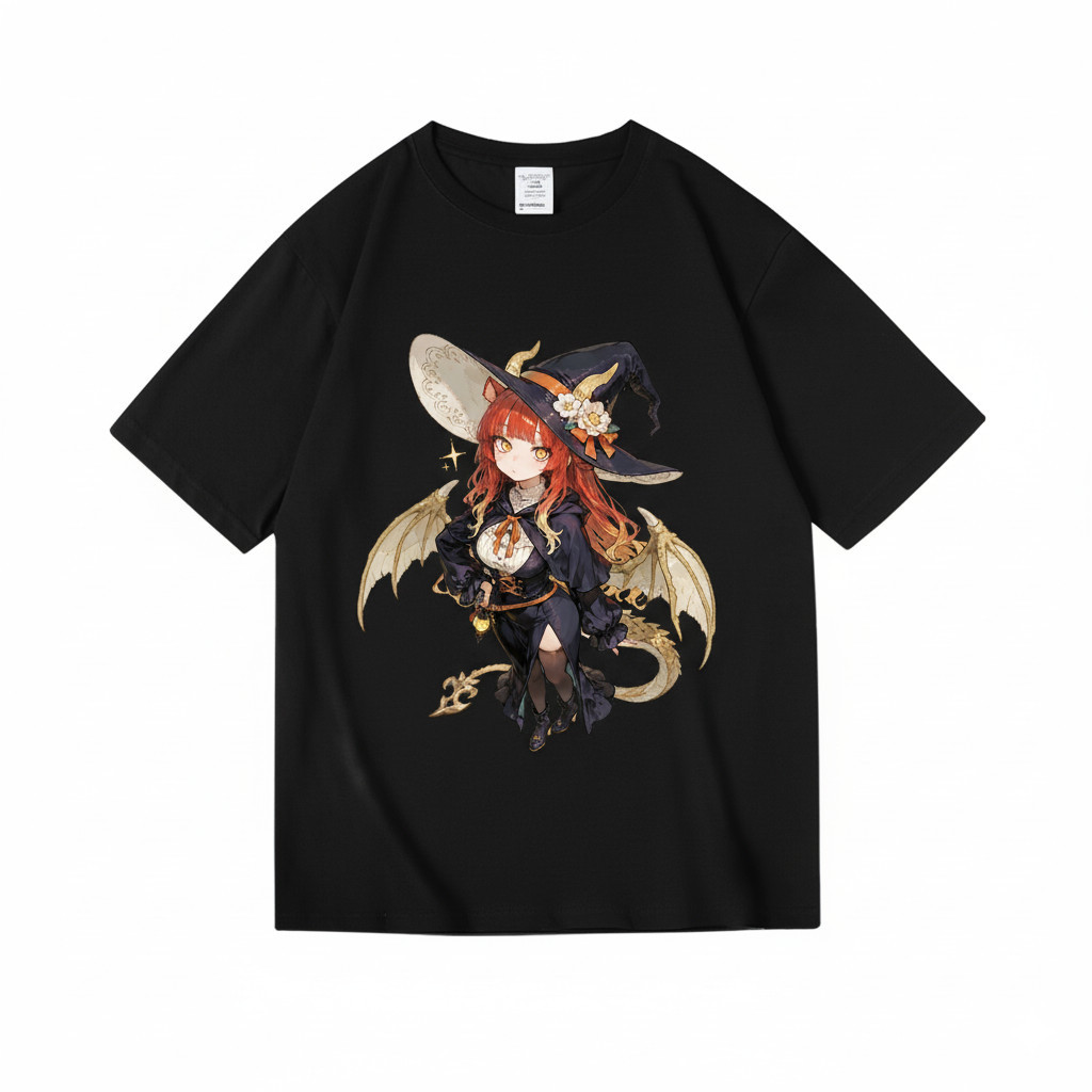 Camiseta Anime Bruxa Dragão Fantasia Mística Personagem Encantadora Estampada Confortavel Linda Divertida Casual