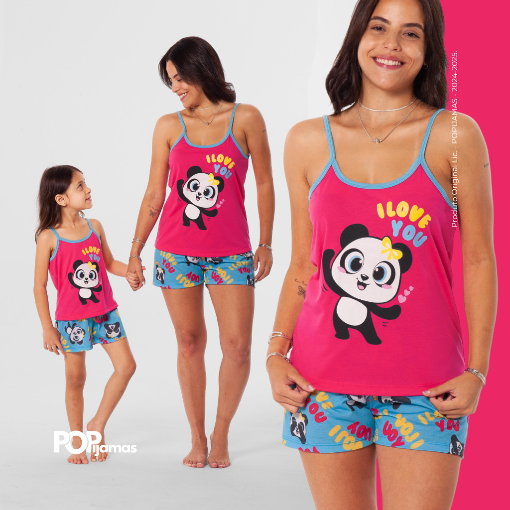 Kit Mãe e Filha Baby Doll Alça Panda Conjunto Pijama Curto Verão Short Doll Alcinha Confortável em Oferta na Shopee